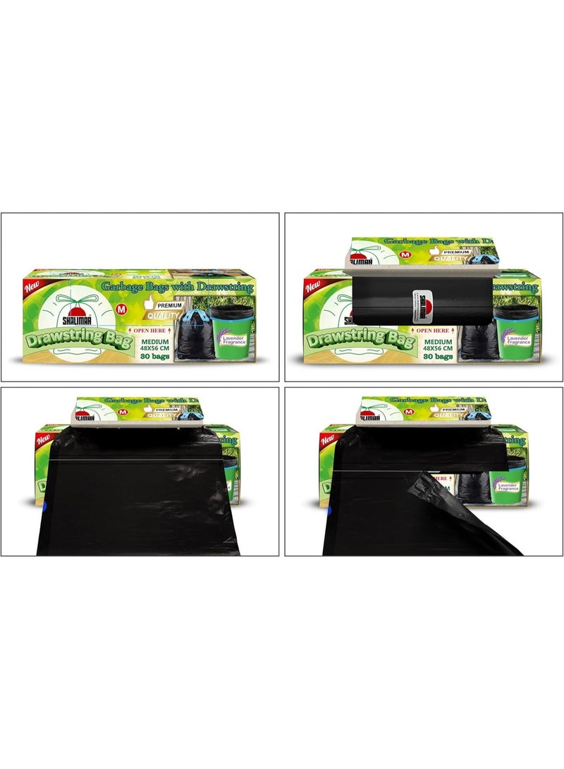 شاليمار أكياس قمامة شاليمار بريميوم OXO قابلة للتحلل – بسحاب شد، الحجم الكبير 24 × 32 بوصة، 60 كيس (4 لفات)، لأغراض سلة القمامة/النفايات، باللون الأسود - Image 4