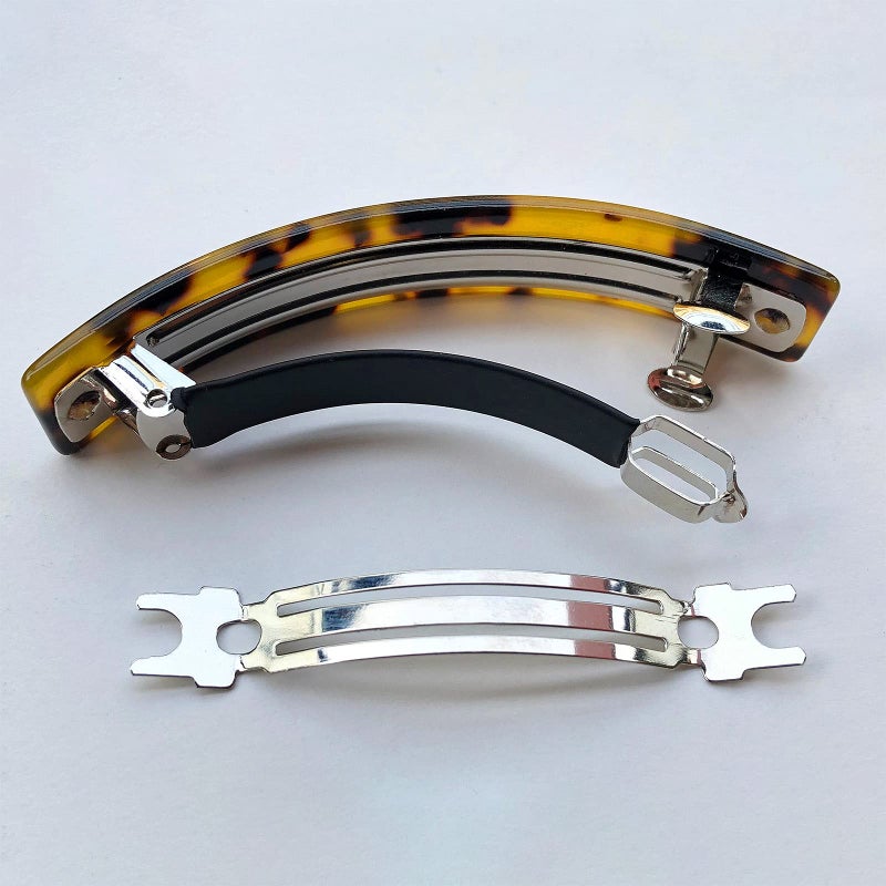 HYFEEL Large French Barrettes for Women Fine Thick Hair, Classic Tortoise Shell Hair Clips Wide Curved Celluloid Ponytail Holder Clamp Fashion Hair Accessories Automatic Clasp Hairgrips 3 Pack - Image 5
