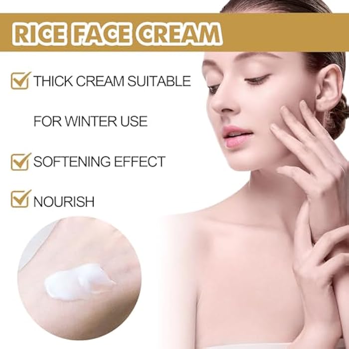 Rosarden Rice Face Cream for Face, Rice Moisturizer, Deep Moisturizing Skin, Facial Moisturizer for Women Anti Aging, Reduce Fine Line, Restore Skin Elasticity, Rice Water Moisturizer with Rice Extract - Image 3