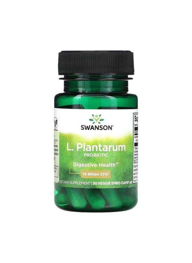 SWANSON L. Plantarum Probiotic, 10 Billion CFU, 30 Veggie EMBO Caps AP 