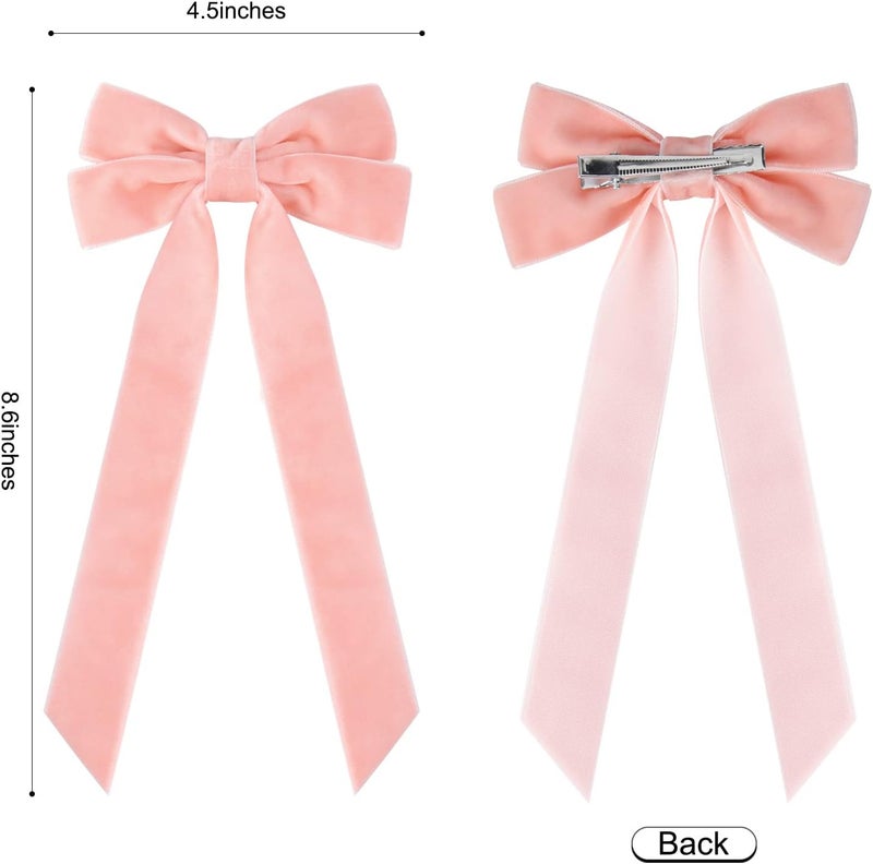 Aileam Multiple options 2PCS Velvet Hair Bows Pink Hair Ribbon Clips Big Fall Alligator Clips Hair Accessories for Women Girls Toddlers Kids Baby Multi-use qualified quality - Image 3