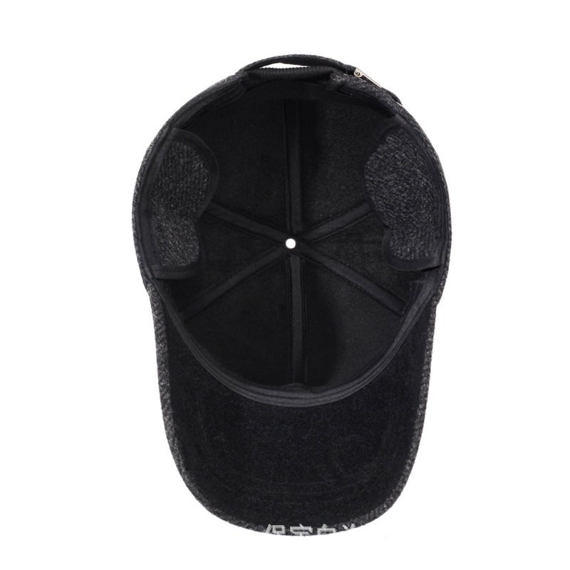 Winter Men'S Velvet Thickeneded Baseball Cap, Middle-Aged And Elderly Outdoor Ear Protection Peaked Cap, Casual Fashionable Warm Cotton Hat - Image 3