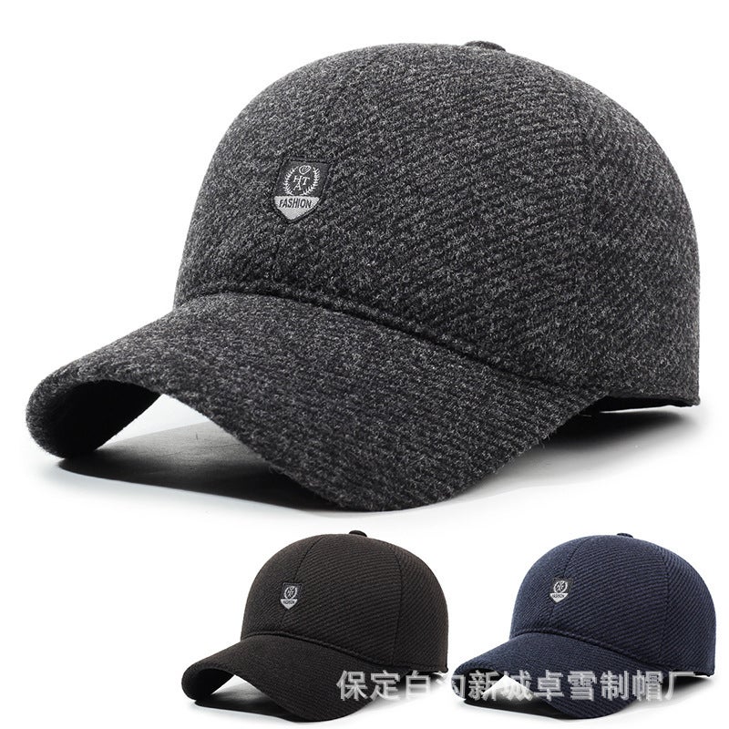 Winter Men'S Velvet Thickeneded Baseball Cap, Middle-Aged And Elderly Outdoor Ear Protection Peaked Cap, Casual Fashionable Warm Cotton Hat - Image 2