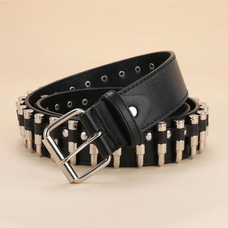 Hot Sale Rivet Belt Unisex Punk Rock Fashion Camo Black  - Image 4
