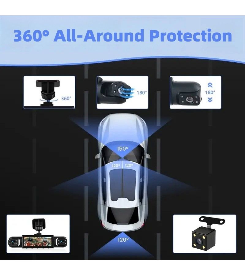 كاميرا Dash Cam تسجيل عالي الدقة باللون الأسود بجودة 1080p و720p للرؤية الليلية ومراقبة مواقف السيارات - Image 3