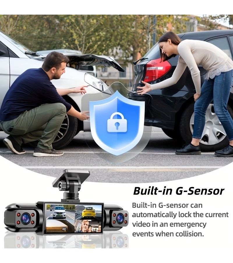 كاميرا Dash Cam تسجيل عالي الدقة باللون الأسود بجودة 1080p و720p للرؤية الليلية ومراقبة مواقف السيارات - Image 4