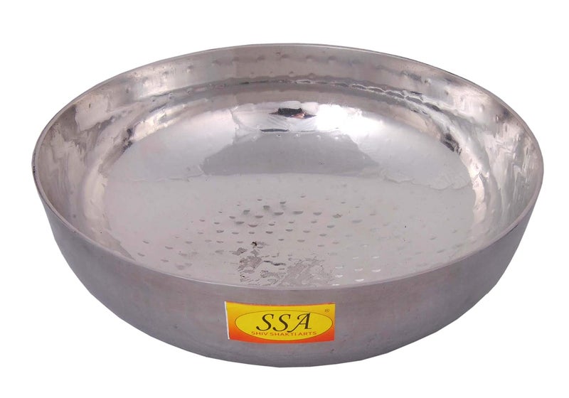 SHIV SHAKTI ARTS SHIV SHAKTI ARTS Multi Utility Heavy Gauge Stainless Steel Kadhai with Serving Spoon for Serving Cooking Food in Hotel RestaurantsNo1 1500 ml Hammer Design - Image 5