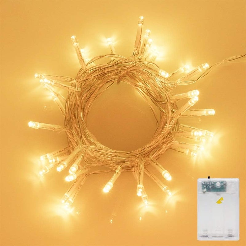 ANJAYLIA 20Ft 40 LED Fairy String Lights Battery Operated, Waterproof Twinkle Christmas Tree Lights with 2 Modes for Christmas Indoor Outdoor Garden Wedding Home Decoration Warm White - Image 1