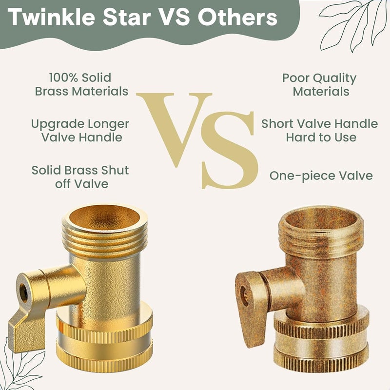 Twinkle Star Heavy-Duty Brass Adjustable Twist Hose Nozzle, High Pressure Hose Nozzle with On-Off Valve, Leakproof Operation 3/4" GHT Connector 3 Pack - Image 3