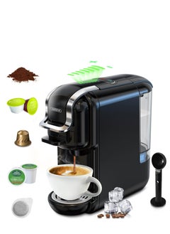 HiBREW Multiple Capsule Coffee Machine Hot/Cold DG Cappuccino Nes Small Capsule ESE Pod Ground Coffee Cafeteria 19Bar 5 in 1 H2B(BLACK)