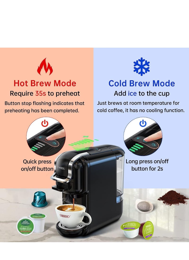HiBREW - HiBREW Multiple Capsule Coffee Machine Hot/Cold DG Cappuccino Nes Small Capsule ESE Pod Ground Coffee Cafeteria 19Bar 5 in 1 H2B(BLACK) - Image 1