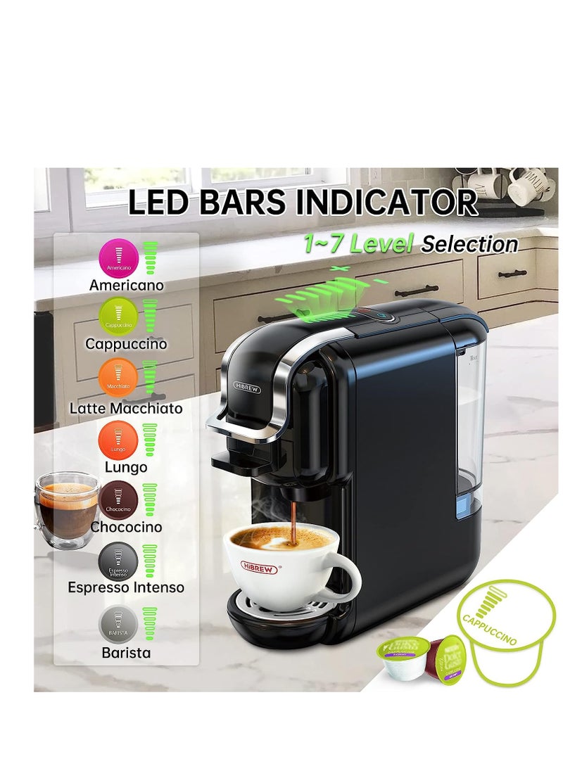 HiBREW - HiBREW Multiple Capsule Coffee Machine Hot/Cold DG Cappuccino Nes Small Capsule ESE Pod Ground Coffee Cafeteria 19Bar 5 in 1 H2B(BLACK) - Image 1
