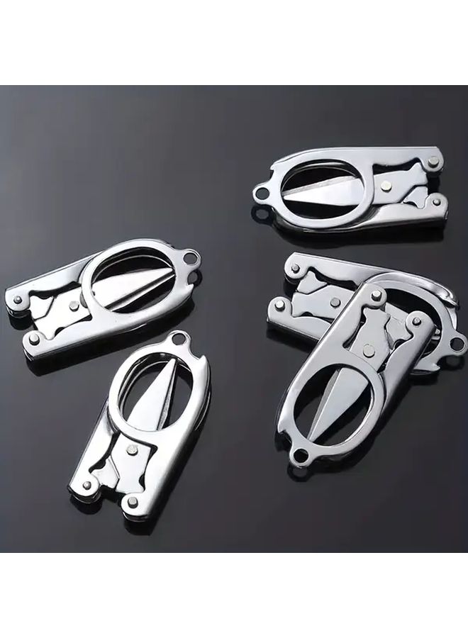 Heavy Duty Folding Scissors Silvery Large Size Sharp Blades Compact Portable For DIY Office Travel - Image 2