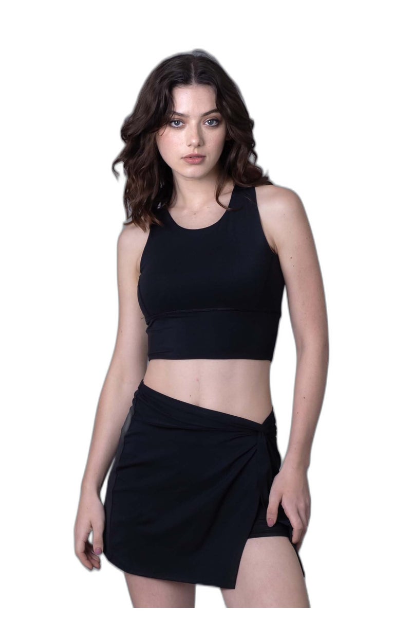 Keepfit Women's Black 3 Piece Swim Set Top and Swimskirt with Boy Short |Swimming Suit for Women - Image 1
