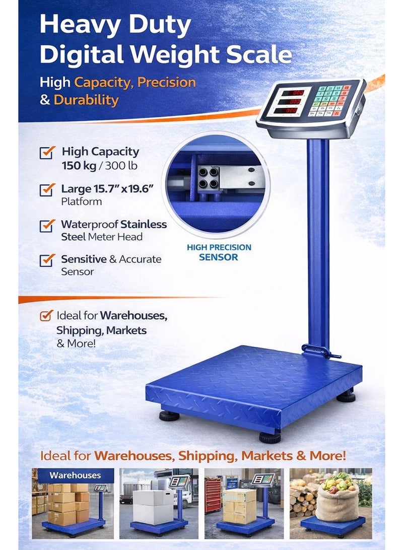 Clarke Digital Weight Scale 150kg Heavy Duty Platform Scale, High Precision Sensor, Waterproof Stainless Steel Meter Head, Warehouse & Industrial Use - Image 4