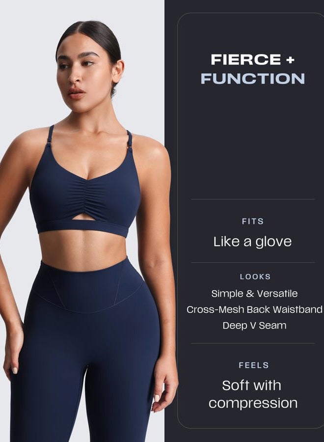 Aoxjox Women's Workout Velura Leggings High Waisted Hidden Scrunch PlushFlex™ Buttery Soft Yoga Pants 26", Midnight Navy, S - Image 4