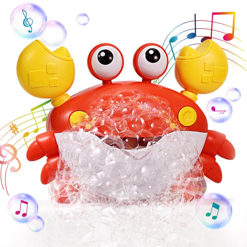 Deejoy Crab Bubble Bath Maker for The Bathtub,Blows Bubbles and Plays 12 Children’s Songs,Sing-Along Bath Bubble Machine Baby, Toddler Kids Toys Makes Great Gifts for 3 Years Girl Boy (Red) - Image 1