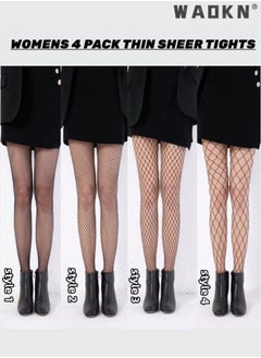 Women 4 Pairs Thin Tights High Waist Sheer Leggings Hold-up Stockings  Lingerie Fishnet Silk Stockings Women's Thigh High Stockings Lace Sheer Silky Tights Silicone Stay Up Nylon Pantyhose