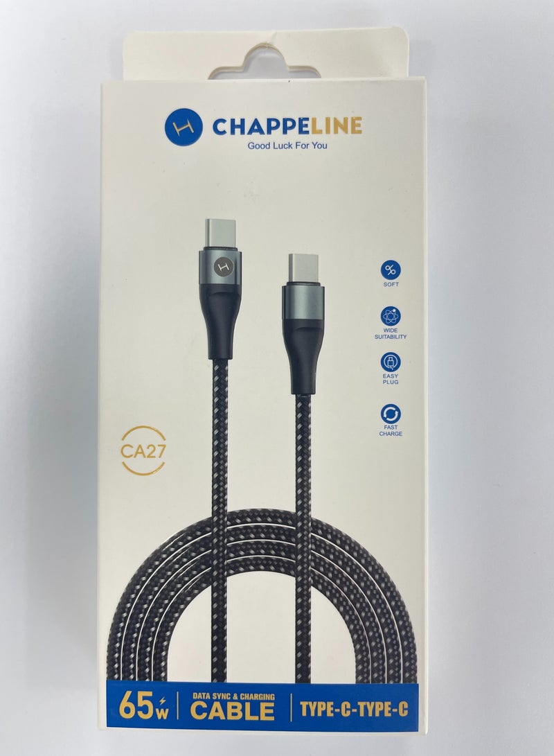 CHAPPELINE 65W Type C to C Data Sync and Charging Cable High-Speed Durable Fast Charging