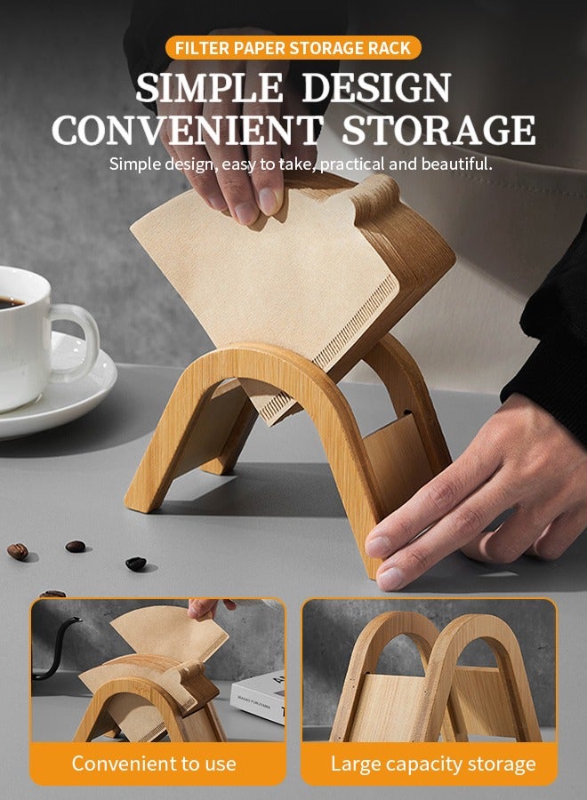 Coffee Filter Holder, V-Shaped Coffee Filter Organizer,Solid Wood Material, Suitable For Home, Restaurant, Cafe, Office