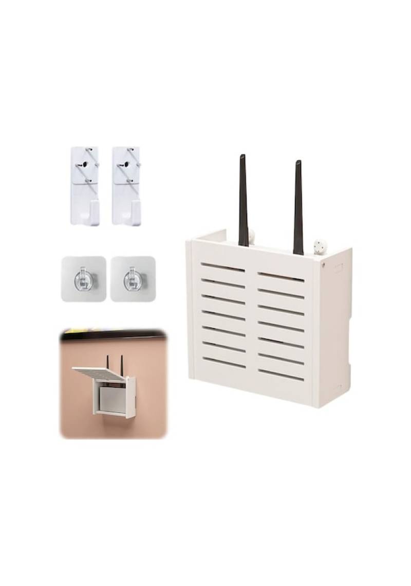 No punching router storage box, wall-mounted TV set-top box rack, home living room wifi shielding bracket, louver small - Image 1