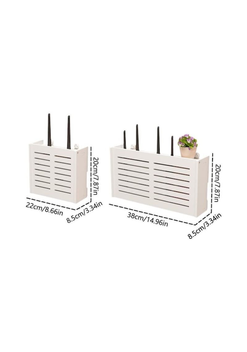 No punching router storage box, wall-mounted TV set-top box rack, home living room wifi shielding bracket, louver small - Image 2