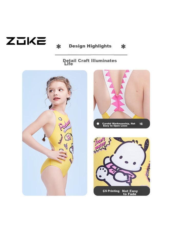 Zoke Paica Dog Girls' One-piece Triangle Swimsuit, Professional Swimming Training And Compeion Swimwear, 124625817, Yellow, Size 20 - Image 5