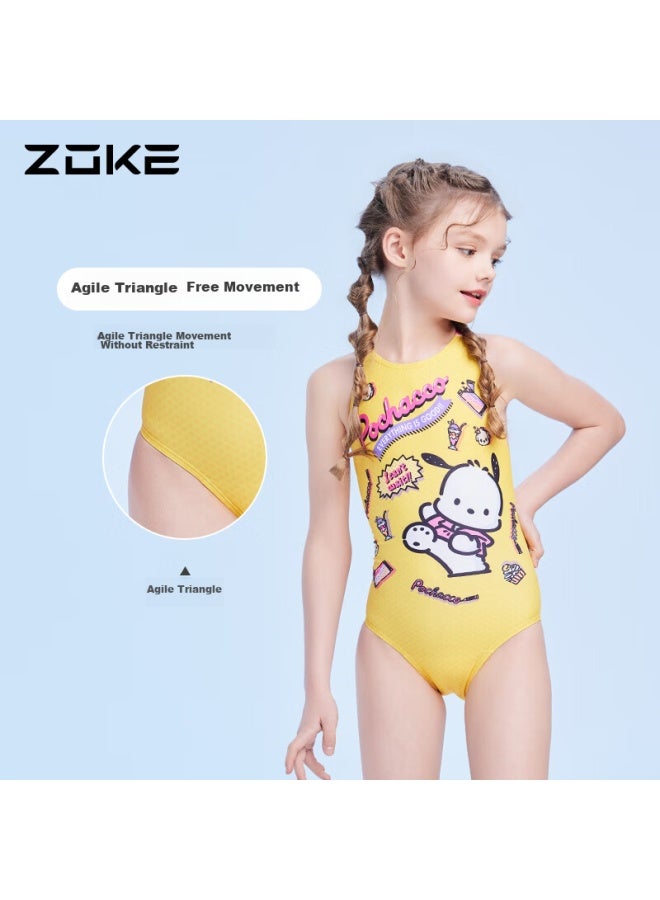 Zoke Paica Dog Girls' One-piece Triangle Swimsuit, Professional Swimming Training And Compeion Swimwear, 124625817, Yellow, Size 20 - Image 3