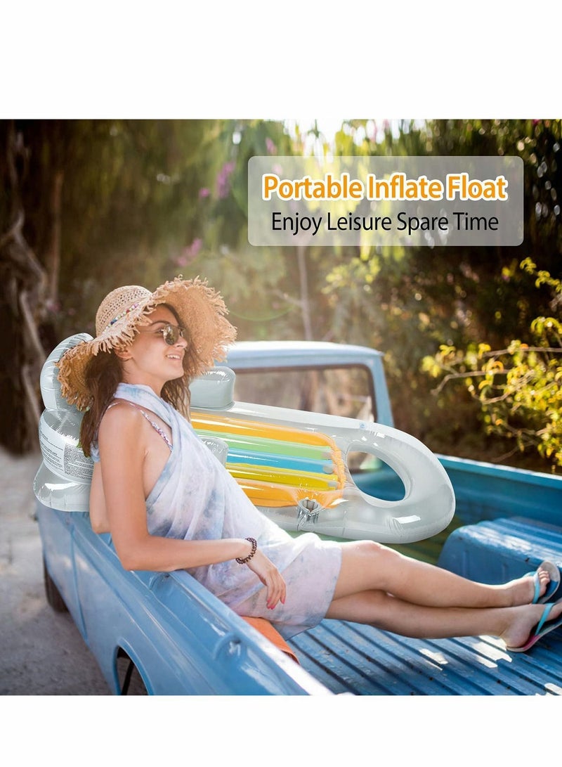 واي آند دي Inflatable Pool Float Raft with Headrest, Giant Floats For Adults With Cup Holder, Beach Floaties Lounge, Luxury Recliner Summer Outdoor Swimming Party - Image 3