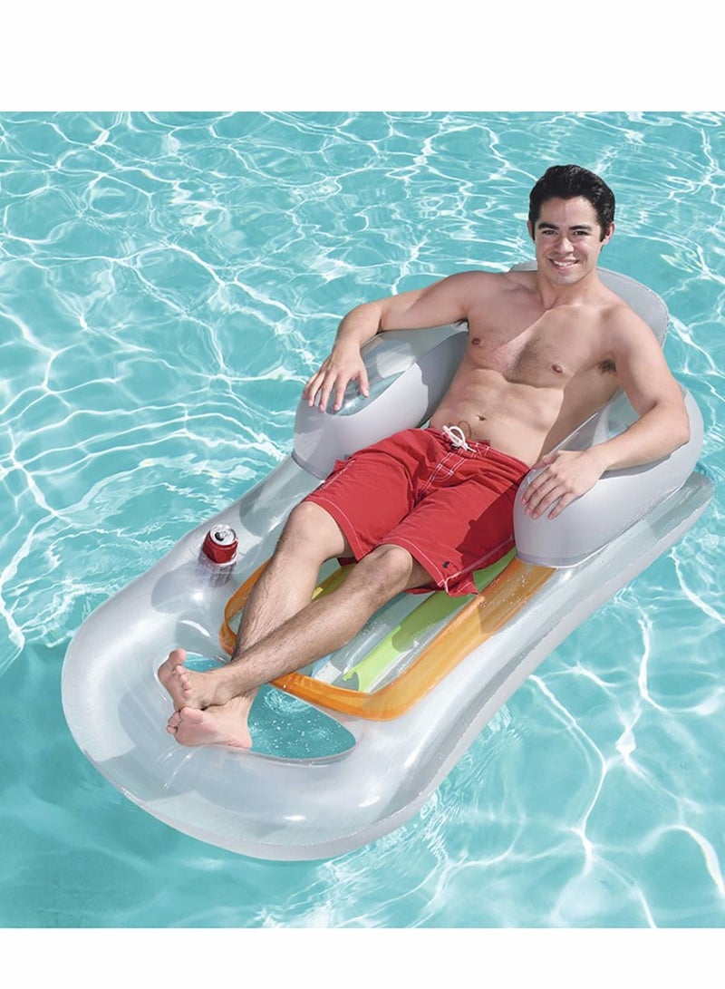 واي آند دي Inflatable Pool Float Raft with Headrest, Giant Floats For Adults With Cup Holder, Beach Floaties Lounge, Luxury Recliner Summer Outdoor Swimming Party - Image 1