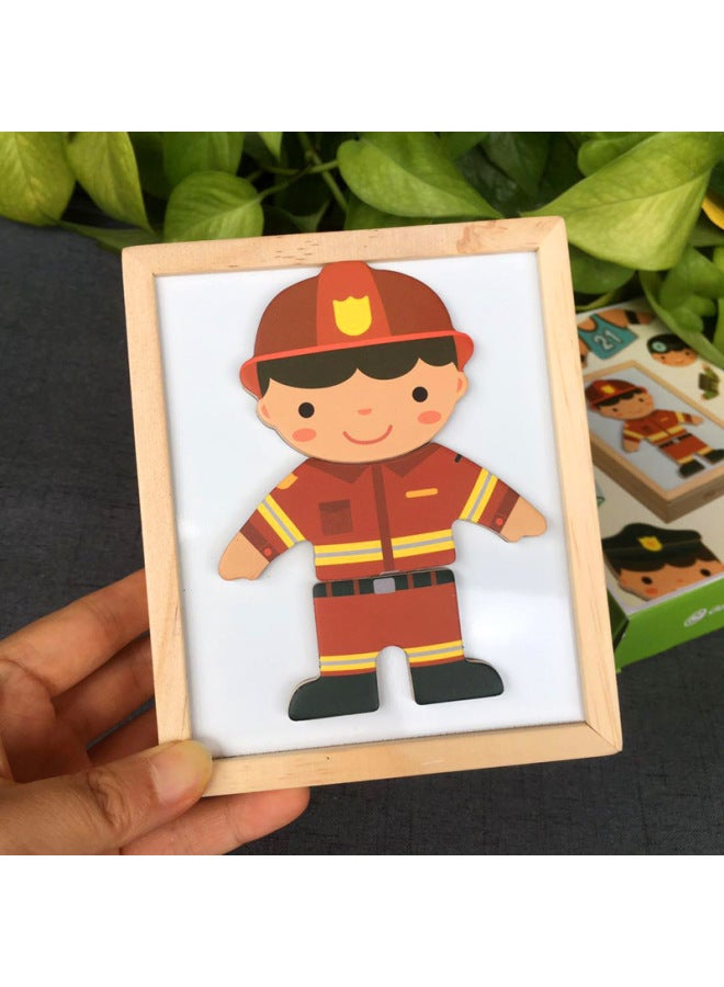 South Korea Children's Bear Changing Clothes Baby Educational Early Education Three-dimensional Puzzle Building Blocks Wooden Toys-Color:Koryo Baby Professional Change - Image 1