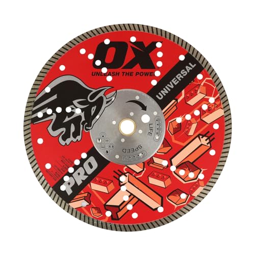 OX Tools 12 inch Universal DryWet Cutting Diamond Blade for Concrete Saw Cuts Concrete Granite Metal Natural Stone and Tiles 20mm 1 inch Bore Continuous Turbo Segments OXPU1012 - Image 1