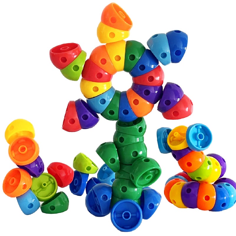 KUTOI Snap n Twist Building Toys -Wocky Blocks- 80 Pieces STEM Snap Cubes - Manipulatives for Elementary School & Preschool - Tactile Sensory Toys for Boys & Girls,Stem Toys for 3 Year Old. - Image 1