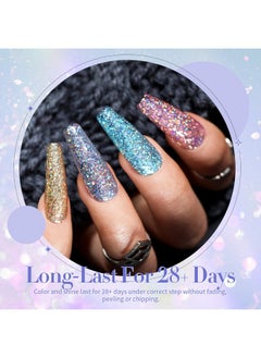 Born Pretty Glitter Gel Nail Polish Set Sparkly Shiny Gold Silver Pink Glitter Gel Polish Kit Soak Off Uv Nail Gel Gift Box Nail Art Manicure Varnish Kit 10Ml 6Pcs  - Image 3