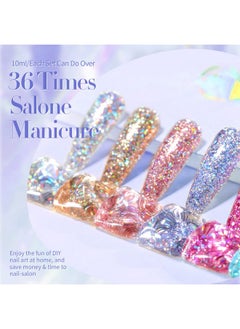 Born Pretty Glitter Gel Nail Polish Set Sparkly Shiny Gold Silver Pink Glitter Gel Polish Kit Soak Off Uv Nail Gel Gift Box Nail Art Manicure Varnish Kit 10Ml 6Pcs  - Image 4
