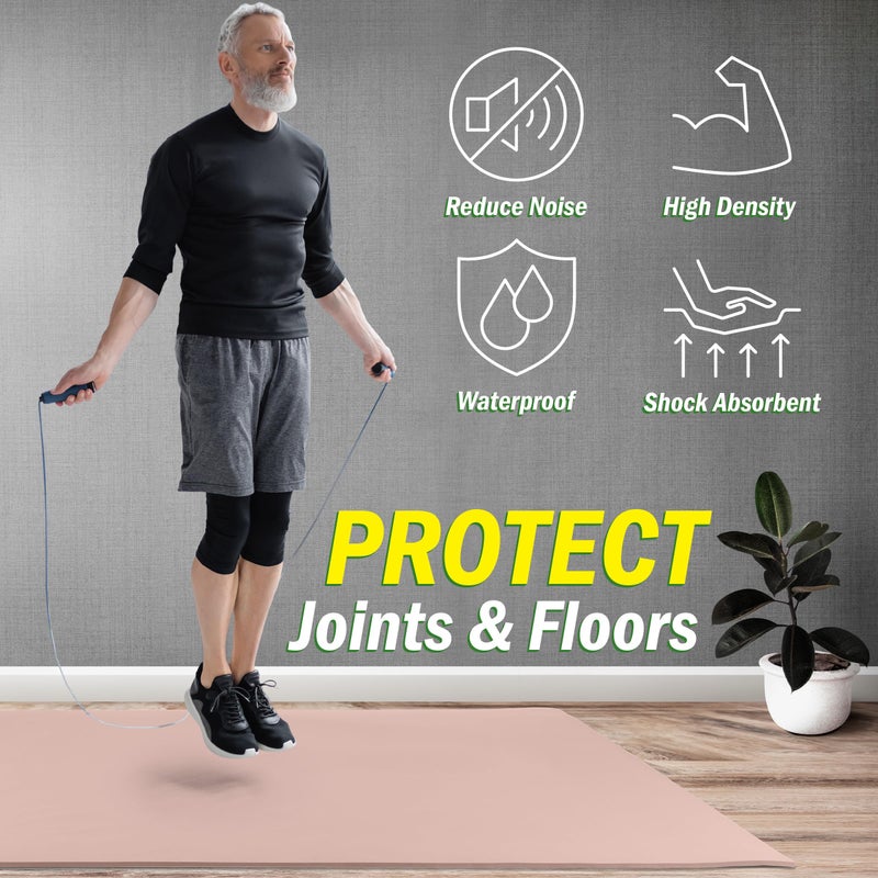 Wakeman Large Yoga Mat - 6â€™x4â€™ Wide Exercise Mat - 8mm Thick Non-Slip Workout Mat - Gym Flooring for Home Gym Workouts, Pilates, Stretching by Wakeman (Pink) - Image 4