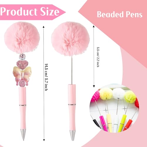 KUNHEHO Furry Beadable Pens 10 Pcs Fancy Ballpoint Cool Beaded Pen for Women DIY Focal Beads Cute for Teen Girls Gifts Christmas Stockings Stuffers - Image 2