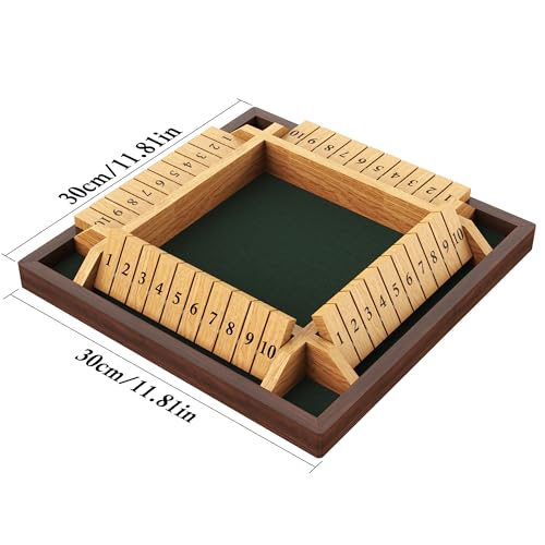CANYAVE Shut The Box Game 4 Player Wooden Board Game Dice Game Classic Math Learning Game for Kids 12 x 12 - Image 5