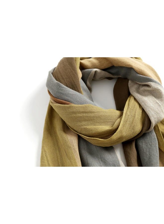Jeelow Lightweight Summer Scarf Light Shawl Wrap Linen Feel Scarves For Men And Women, 100 Linen Parallel Stripes, L - Image 3
