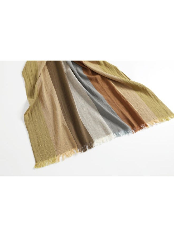 Jeelow Lightweight Summer Scarf Light Shawl Wrap Linen Feel Scarves For Men And Women, 100 Linen Parallel Stripes, L - Image 4