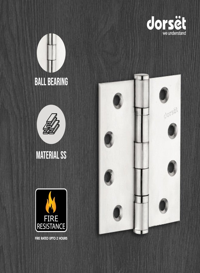 Dorset Door Hinges 4 Inches, Steel | SS 2 Ball Bearing Hinge 102X76X2.5 (Dia 12.0MM) with Screw - Upto 2 Hours Fire Rated Door Hinges for Wooden Door -HG1151ASS [Pack of 2 ] - Image 2