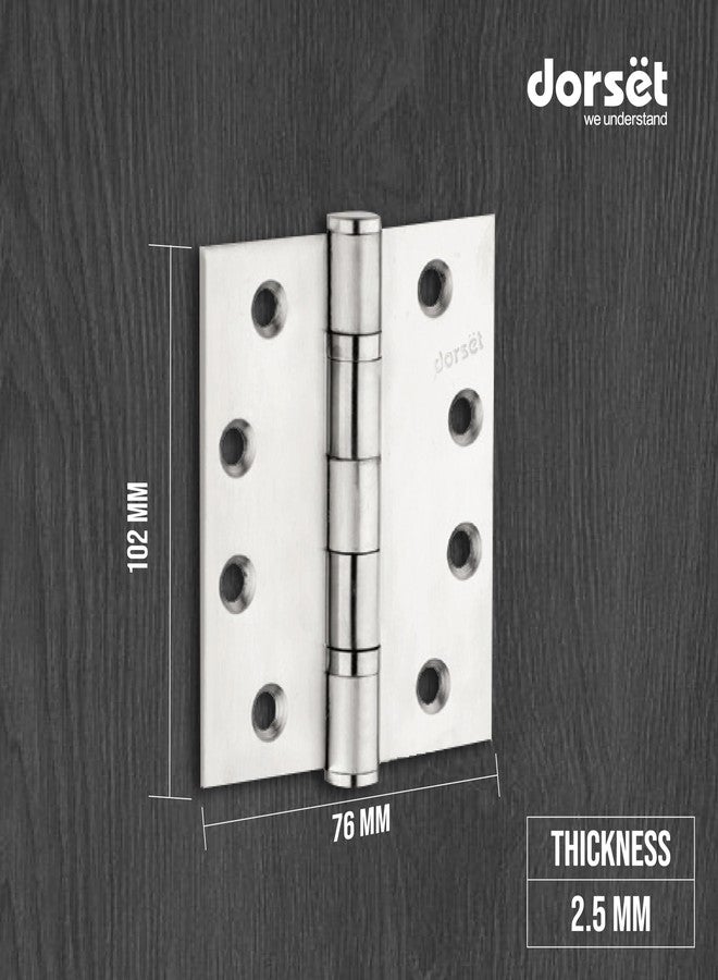 Dorset Door Hinges 4 Inches, Steel | SS 2 Ball Bearing Hinge 102X76X2.5 (Dia 12.0MM) with Screw - Upto 2 Hours Fire Rated Door Hinges for Wooden Door -HG1151ASS [Pack of 2 ] - Image 4