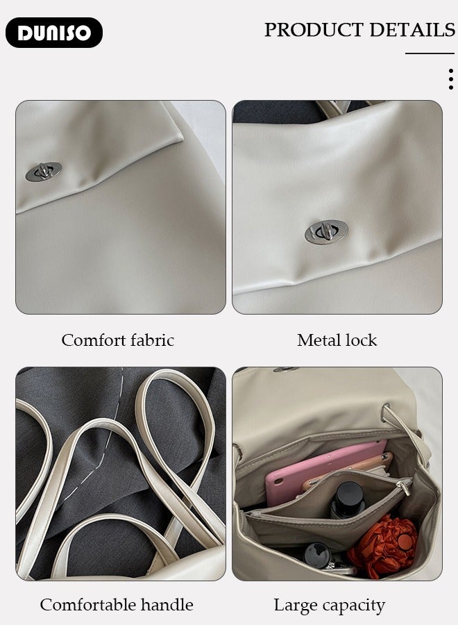 DUNISO Women's Backpack Fashionable Travel Backpack For Women Large Capacity Faux Leather School Backpack Shoulder Bag with Drawstring For College Girls Students Comfortable Daypack for Shopping  - Image 2