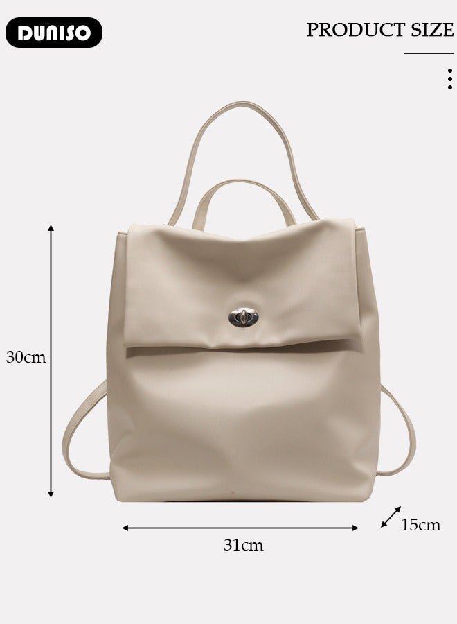 DUNISO Women's Backpack Fashionable Travel Backpack For Women Large Capacity Faux Leather School Backpack Shoulder Bag with Drawstring For College Girls Students Comfortable Daypack for Shopping  - Image 4