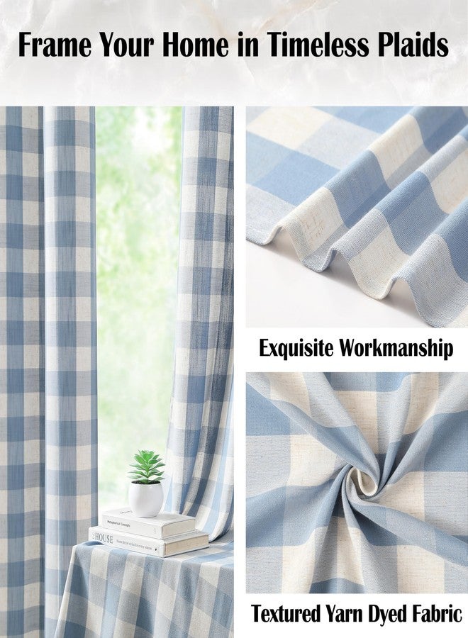 Bapawfish Buffalo Plaid Semi Sheer Curtains 84 Inches Long,Linen-Dusty Blue Buffalo Check Drapes for Bedroom Living Room,Farmhouse Gingham Window Treatment,Rod Pocket,40" Wx84 Lx2,Linen-Dusty Blue - Image 4