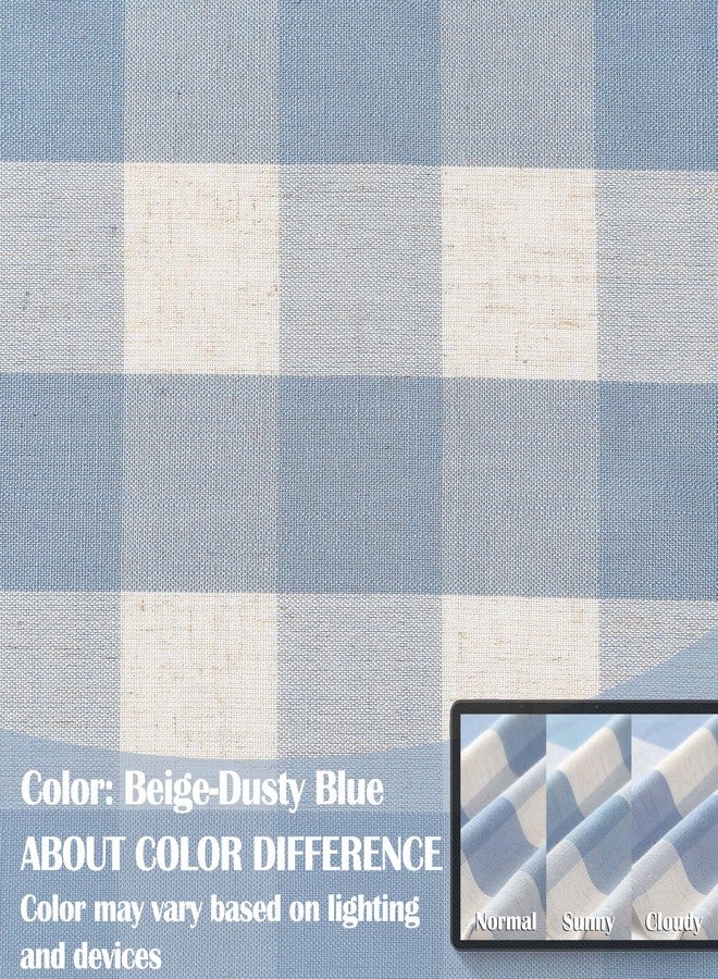 Bapawfish Buffalo Plaid Semi Sheer Curtains 84 Inches Long,Linen-Dusty Blue Buffalo Check Drapes for Bedroom Living Room,Farmhouse Gingham Window Treatment,Rod Pocket,40" Wx84 Lx2,Linen-Dusty Blue - Image 5