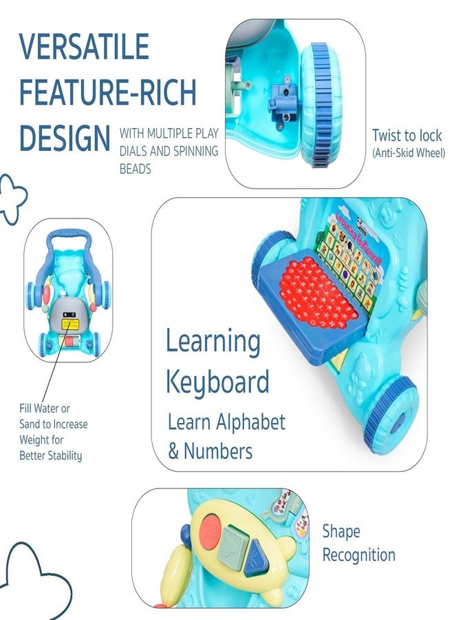 JoyRide Step ‘n’ Play Push Walker for Kids|Activity Walker with Music for Toddlers| Multi Activity Toy|Interactive Learning Toy for 6 to 36 Months Girls/Boys (Blue) - Image 4
