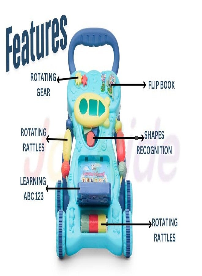 JoyRide Step ‘n’ Play Push Walker for Kids|Activity Walker with Music for Toddlers| Multi Activity Toy|Interactive Learning Toy for 6 to 36 Months Girls/Boys (Blue) - Image 2
