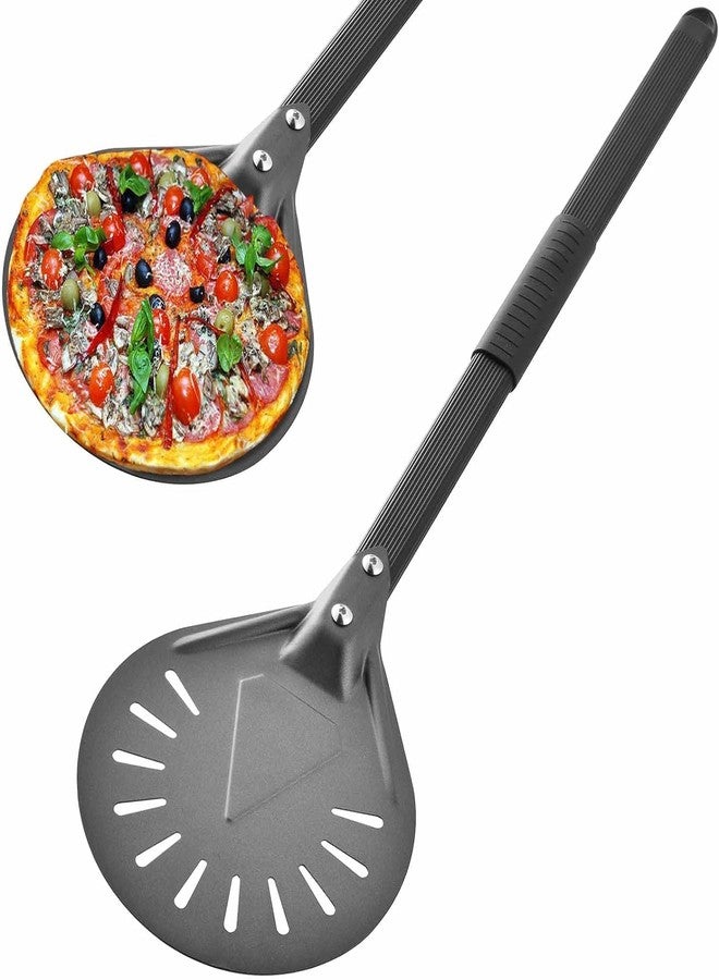 RTT Pizza Turning Peel-8 inch Pizza Turner Spinner, Perforated Aluminum Pizza Peel,Pizza Oven Accessories，Long Handle - Image 1