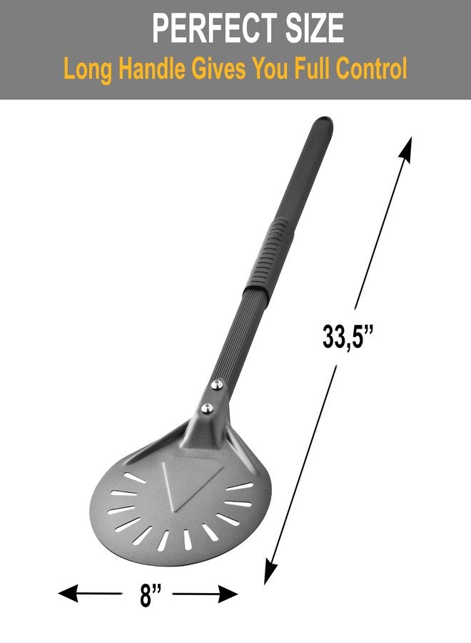 RTT Pizza Turning Peel-8 inch Pizza Turner Spinner, Perforated Aluminum Pizza Peel,Pizza Oven Accessories，Long Handle - Image 3